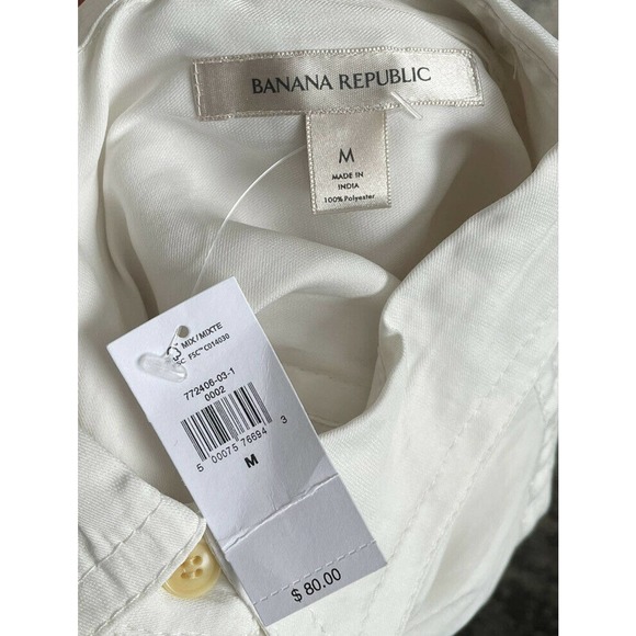 Banana Republic Womens M Blouse Ivory Collared Button Down Long Sleeve NWT L6 - Picture 10 of 10